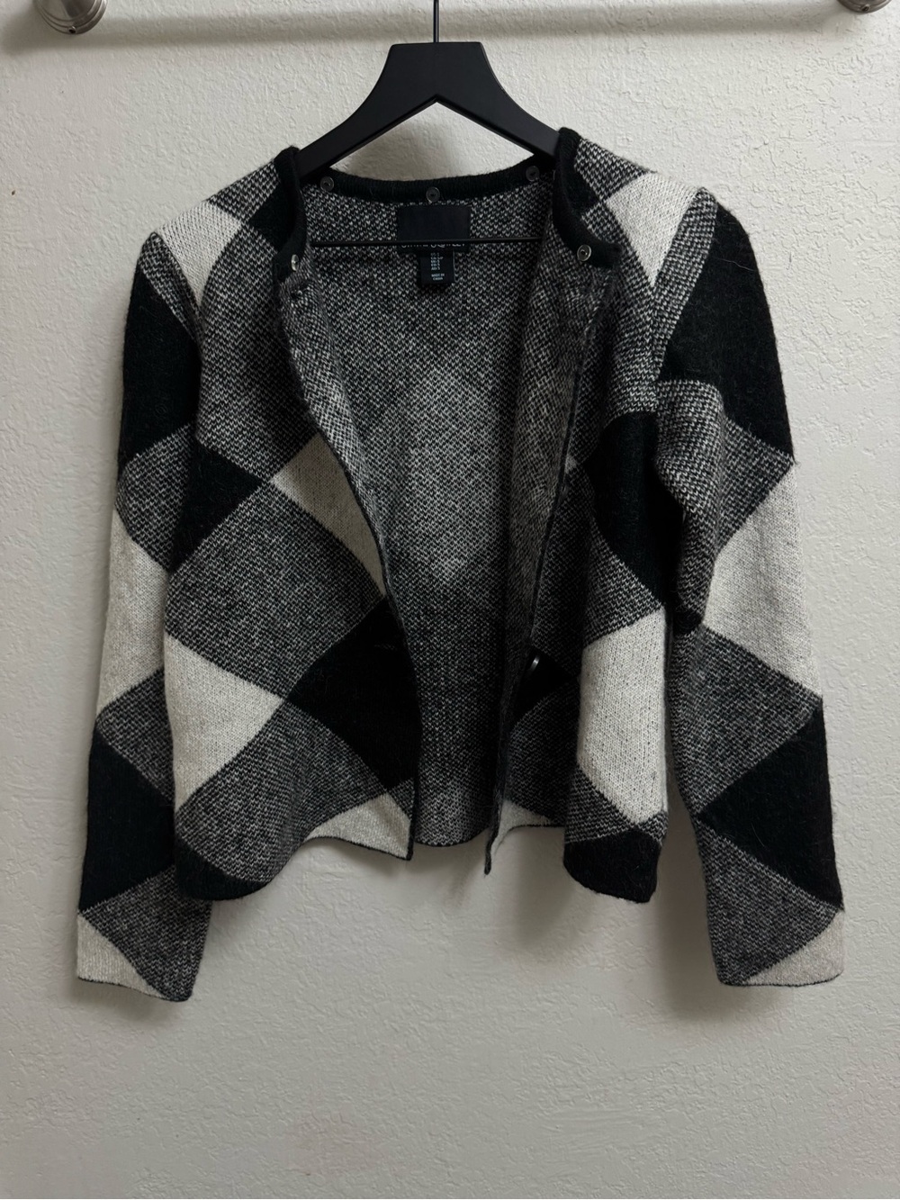 Black & White wool blend Button Cardigan - Picture 2 of 8